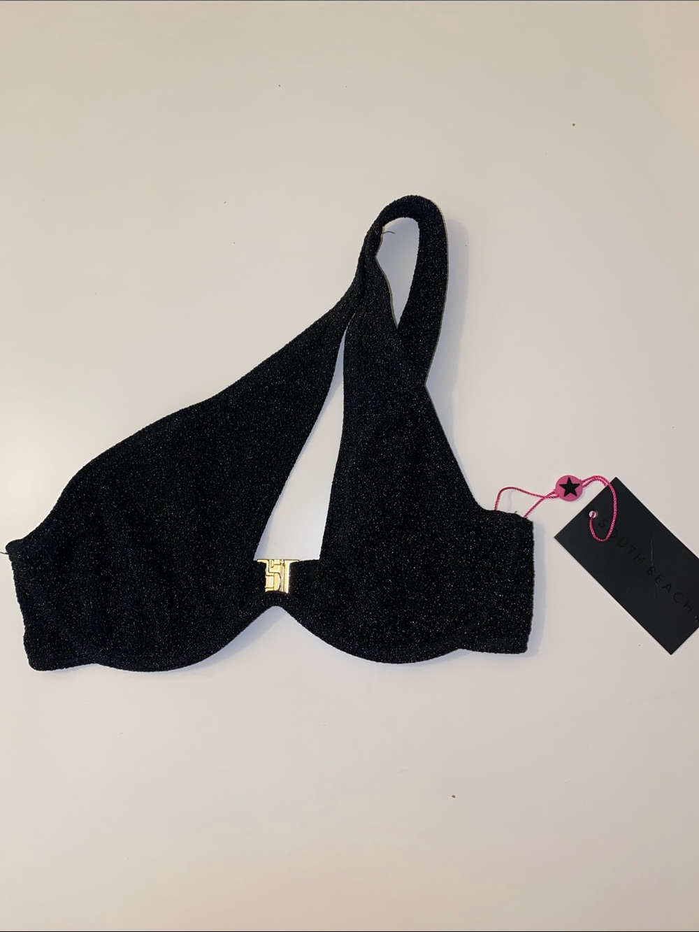 South Beach Bikini Top Black Sparkle Size 8